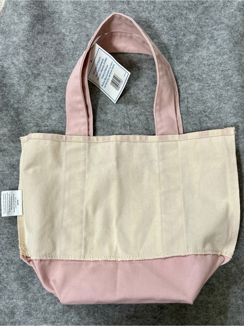 Trader Joe's Pink Stripe Canvas Mini Tote Bag NWT - Picture 8 of 11